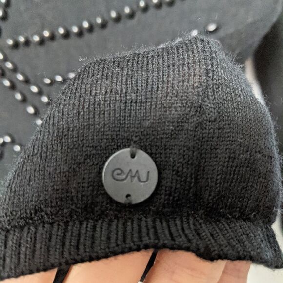 EMU AUSTRALIA 100% Merino Wool Beaded Front Scoop Neck Sweater XS - Picture 4 of 8